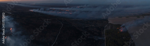 11.04.2020 - Massive fire in Ukraine forest, Rivne region. Editorial. 