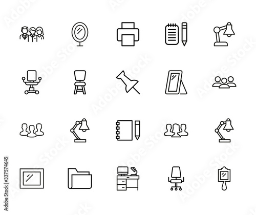Big set of office space line icons.