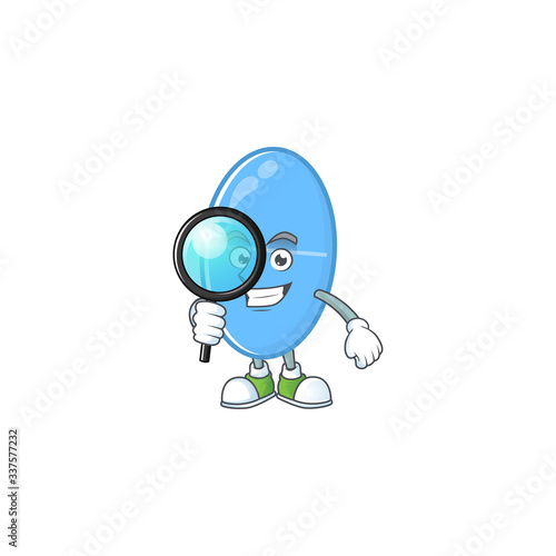 Smart Detective of blue capsule cartoon character design concept