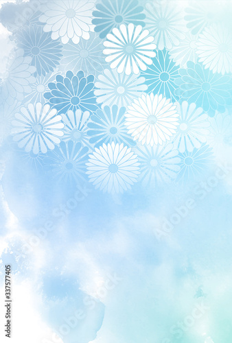 菊　喪中　水彩　背景