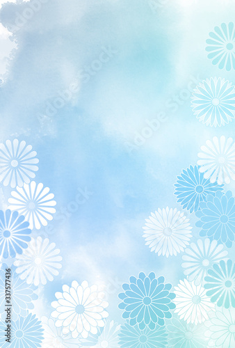 菊　喪中　水彩　背景