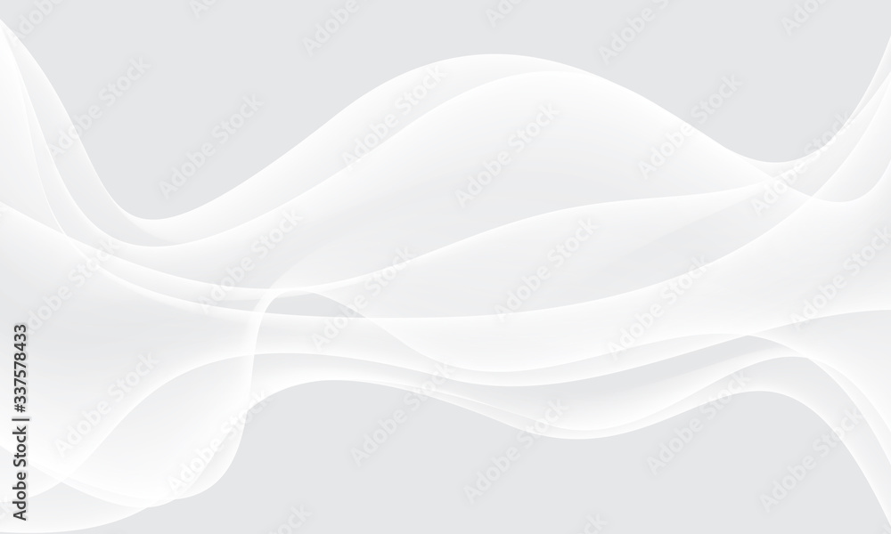 Abstract white wave curve on grey luxury background vector illustration. - obrazy, fototapety, plakaty 