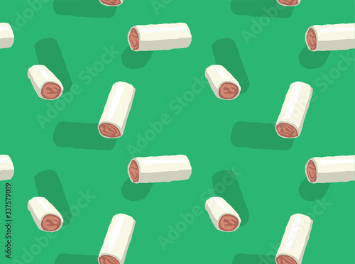 Noodle Rolls Dim Sum Vector Seamless Background Wallpaper-01