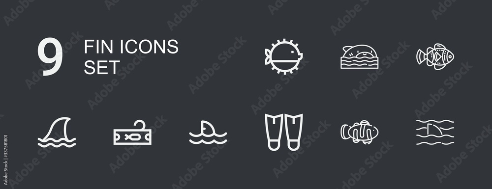 Editable 9 fin icons for web and mobile