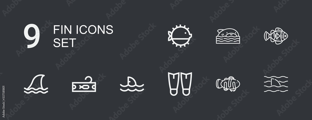 Editable 9 fin icons for web and mobile Editable 9 fin icons for web and mobile