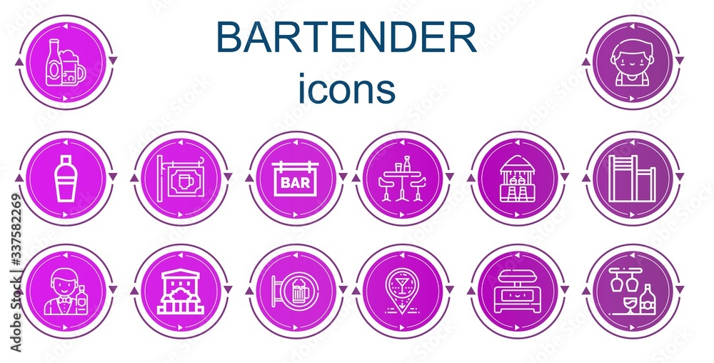 Editable 14 bartender icons for web and mobile Editable 14 bartender icons for web and mobile