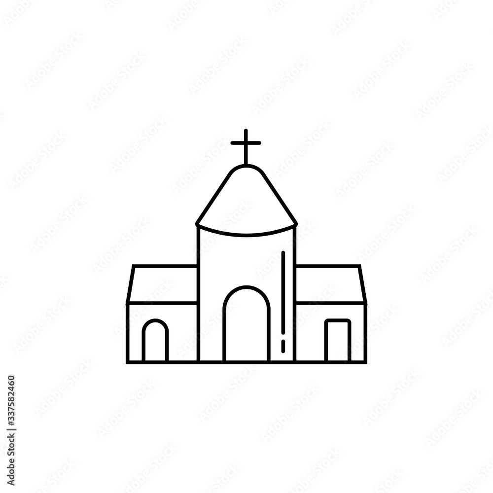 Ð¡hurch outline easter icon over white