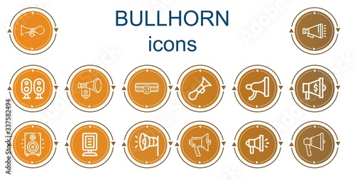 Editable 14 bullhorn icons for web and mobile