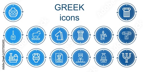 Editable 14 greek icons for web and mobile