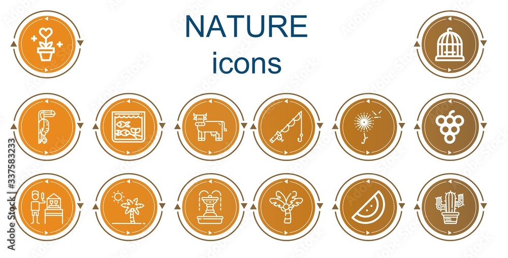 Editable 14 nature icons for web and mobile Editable 14 nature icons for web and mobile