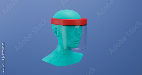 Medical face shield is a plastic mask using in health industry. 3D illustration