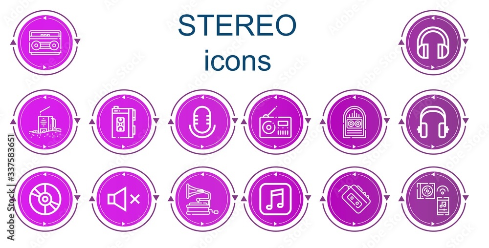 Editable 14 stereo icons for web and mobile
