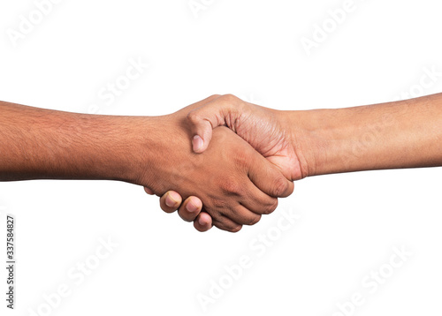Firm handshake of Indian male hands, Horizontal image