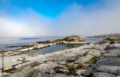 Sjobadet Myklebust swimming sea area with secure access ramps and stairs from public use, Tananger, Norway, May 2018 photo