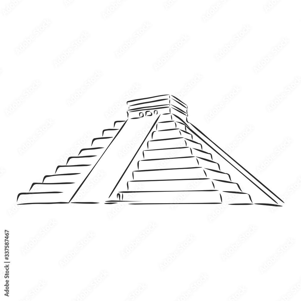 Chichen Itza Tulum the Kukulcan crypt tomb pyramid El Castillo, Carmen. Vector Chichen Itza Tulum the Kukulcan crypt tomb pyramid El Castillo, Carmen. Vector