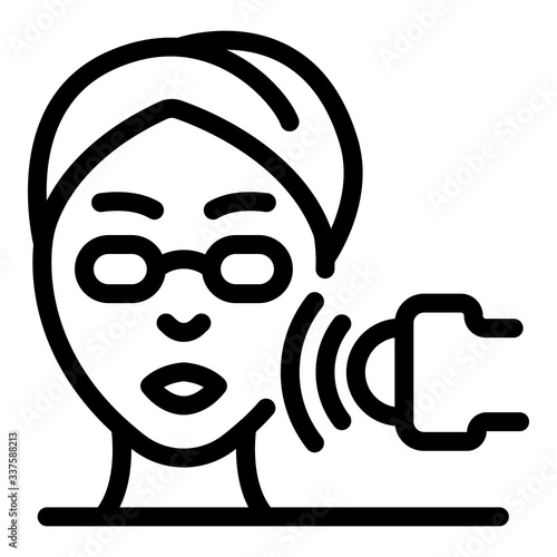 Face and peeling device icon. Outline face and peeling device vector icon for web design isolated on white background