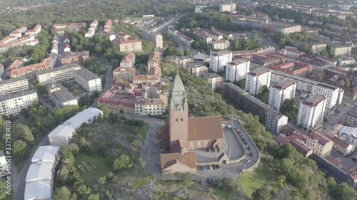 D-Log. Gothenburg, Sweden. Masthuggskyrkan Church, Aerial View, Point of interest photo