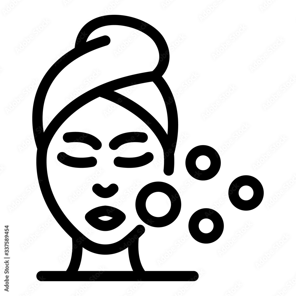 Womans face and circles icon. Outline womans face and circles vector icon for web design isolated on white background