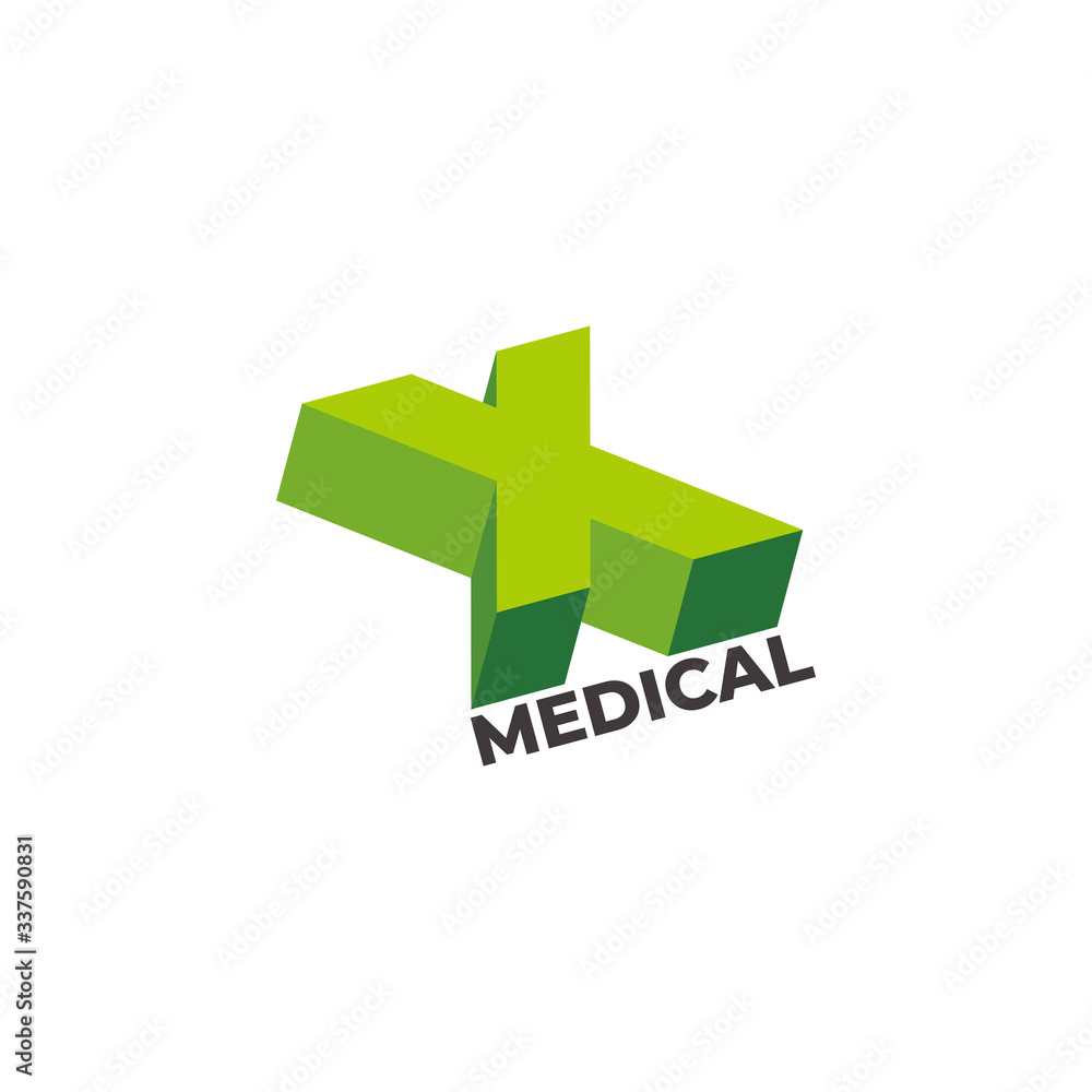 Obraz premium letter x plus medical 3d symbol logo vector