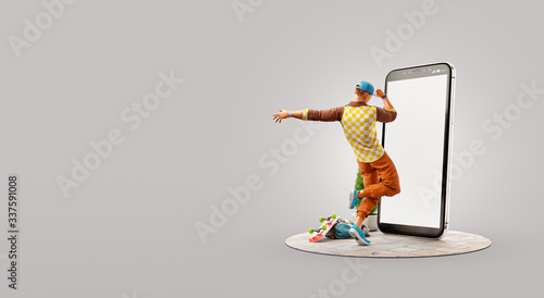 Unusual 3d illustration smart phone application