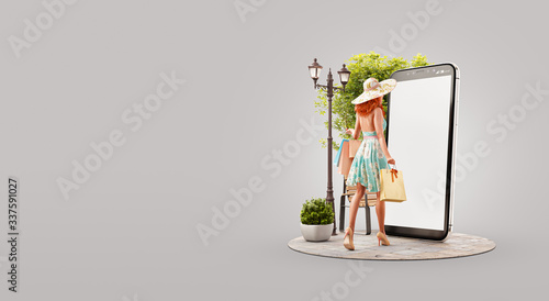 Unusual 3d illustration smart phone application