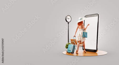 Unusual 3d illustration smart phone application