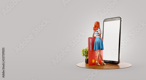 Unusual 3d illustration smart phone application
