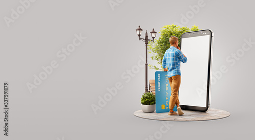 Unusual 3d illustration smart phone application