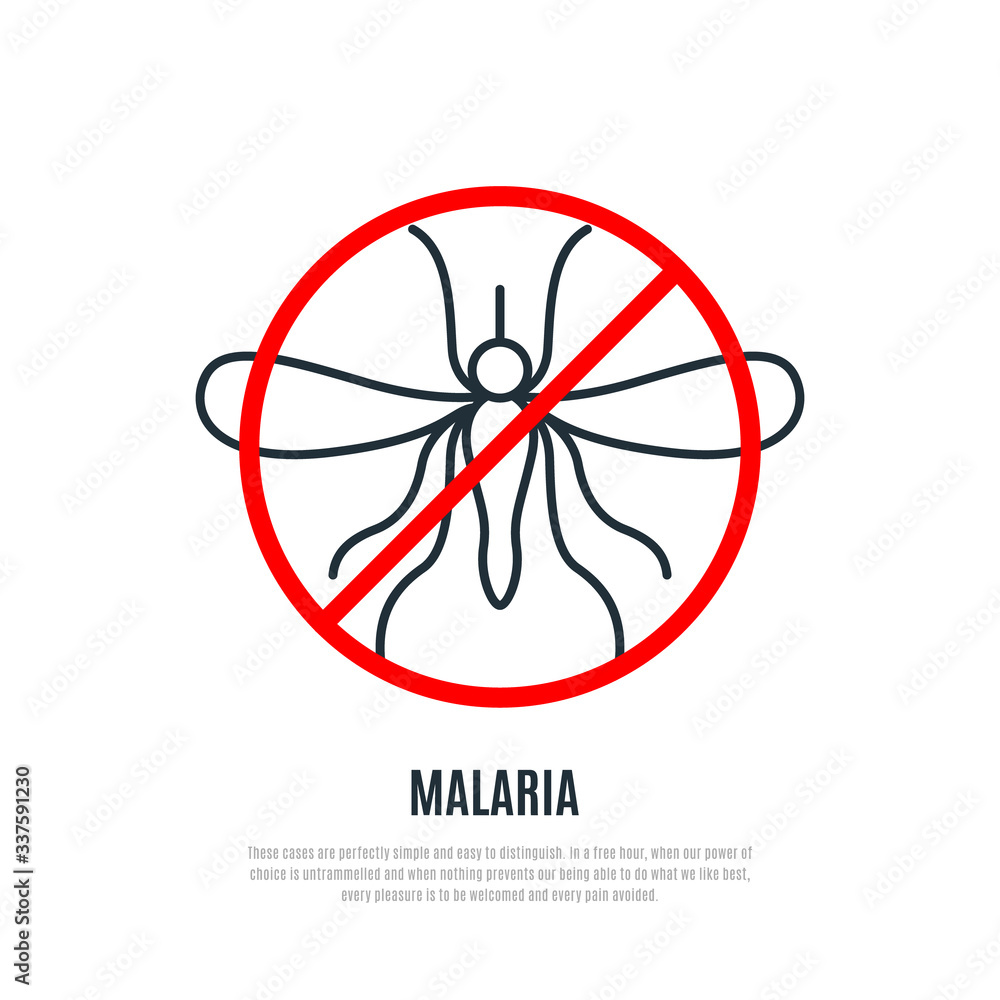 Mosquitoes prohibition sign. World malaria day banner. Vector illustration isolated on white background. Mosquitoes prohibition sign. World malaria day banner. Vector illustration isolated on white background.