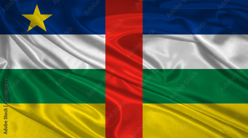 Flag of Central Africa 3D Illustration. Central Africa Flag for Independence Day, celebration, election. The symbol of the state on wavy silk fabric. Flag of Central Africa 3D Illustration. Central Africa Flag for Independence Day, celebration, election. The symbol of the state on wavy silk fabric.