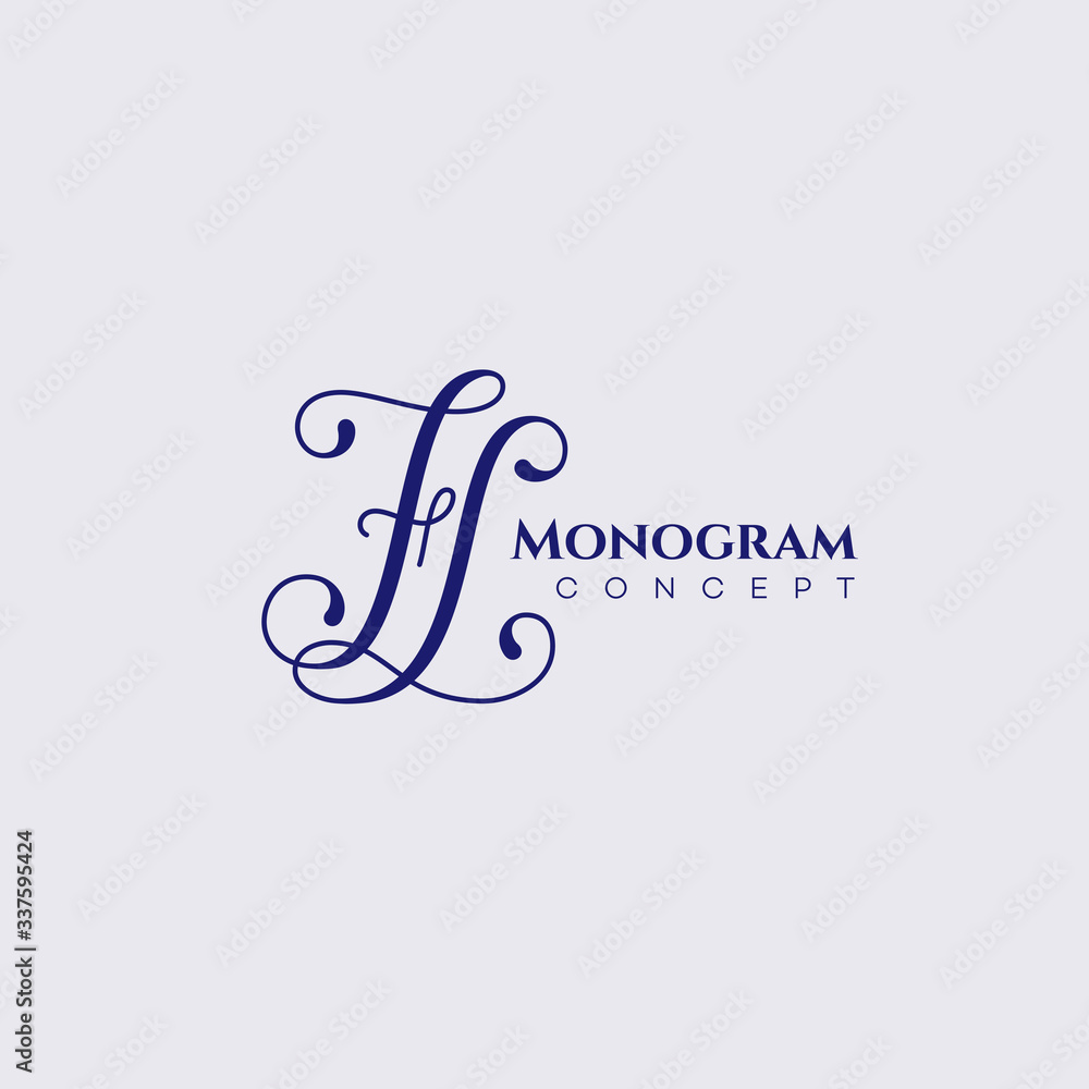 Obraz premium Calligraphic monogram FL