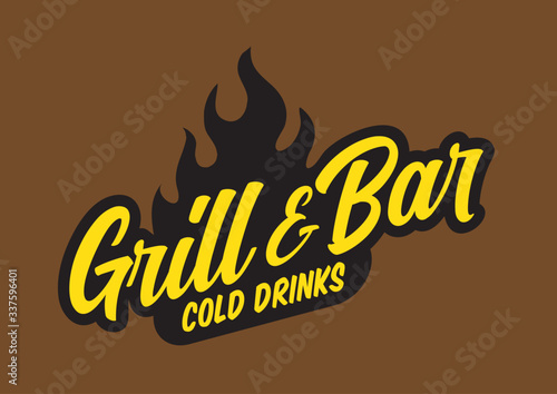 Gril and bar logo concept