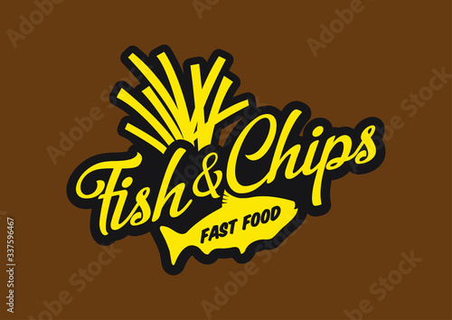 Fish and chips badge logo concept