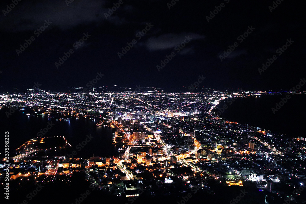 The night view of Mount Hakodate, one of the three night views of the world