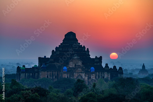 Royalty high quality free stock image aerial view of Bagan, Myanmar temples in the Archaeological Zone.