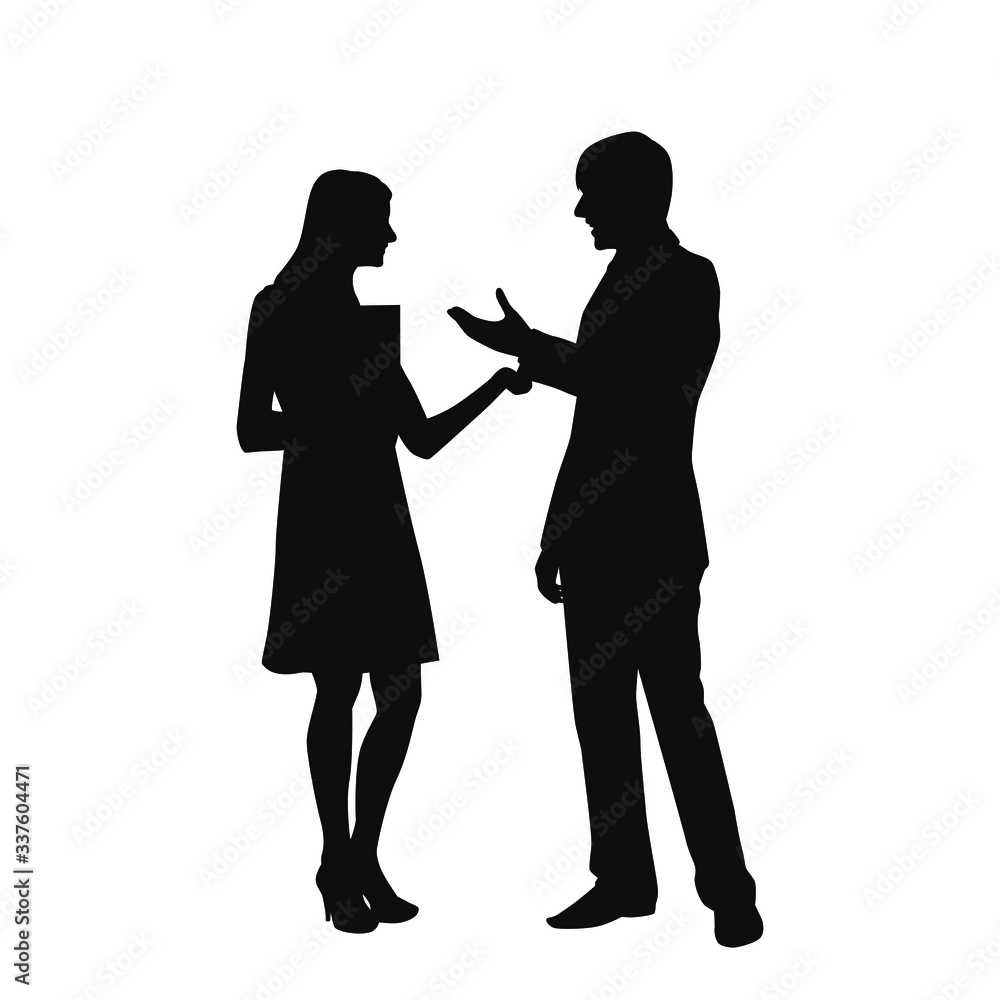 Silhouette Of Two People Discussing