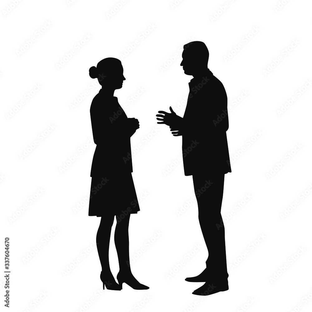 Silhouette Of Two People Discussing