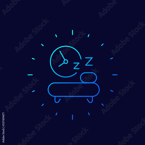 sleeping time line icon, vector