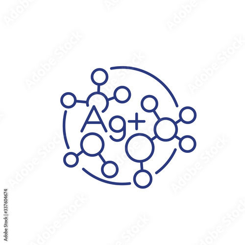 Silver ions line icon, vector