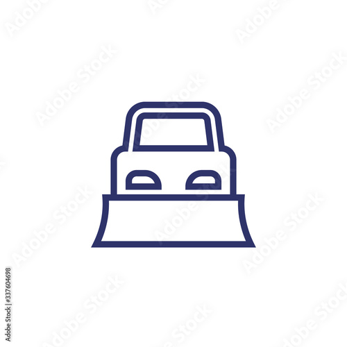 snowplow truck icon, line vector