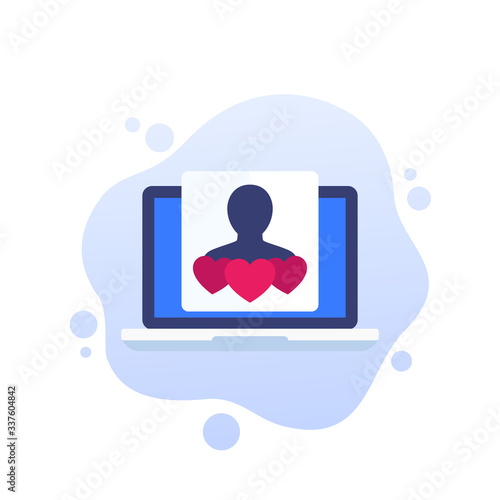customer retention, client satisfaction icon with laptop