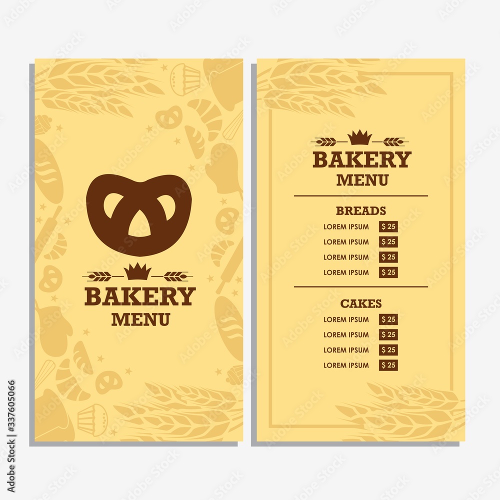 Fototapeta premium Dessert menu Bakery brown color Premium Vector