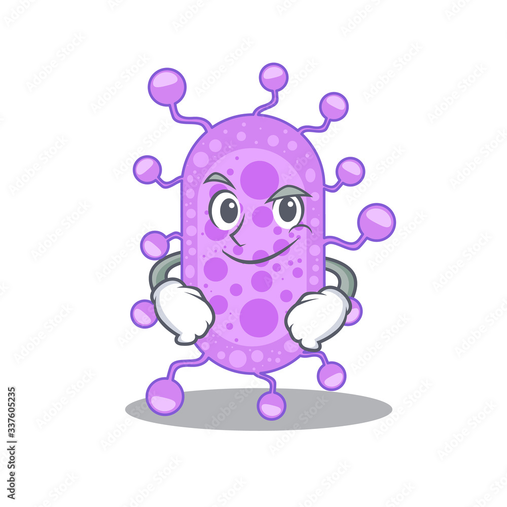A mascot design of mycobacterium having confident gesture A mascot design of mycobacterium having confident gesture