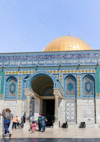 The east entrance to the Dome of the Rock building on the Temple Mount in the Old City in Jerusalem, Israel