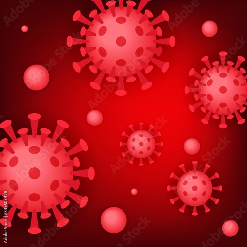 Coronavirus or Covid-19 symbol on red background