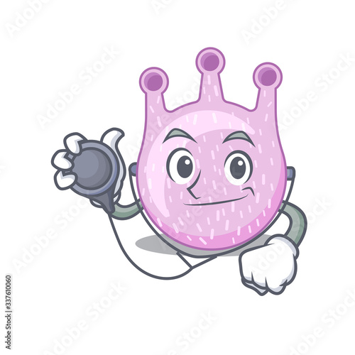 Viridans streptococci in doctor cartoon character with tools