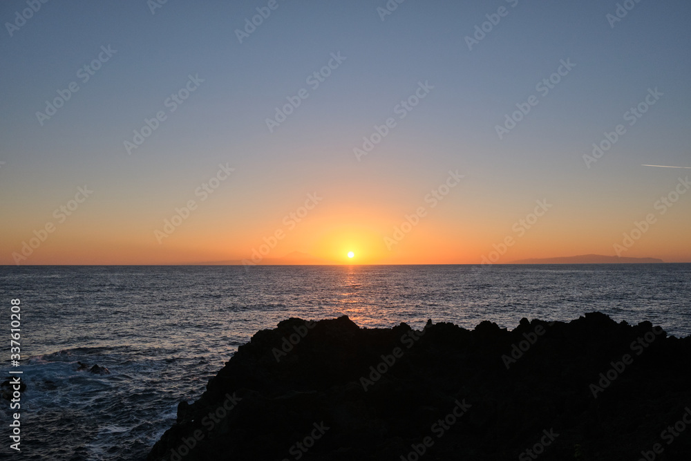 La Palma sunset Atlantic sea, Spain