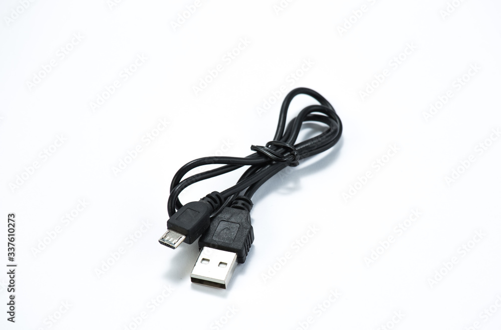 USB cable normal and micro isolated on white USB cable normal and micro isolated on white