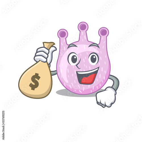 Rich viridans streptococci cartoon design holds money bags