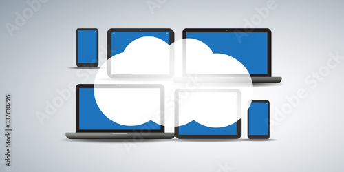 Cloud Computing Technology Design Concept - Digital Network Connections - Digital Internet Services